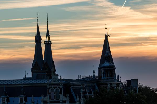 Three spires caught me by surprise in the evening the day I arrived in Amsterdam on a city break